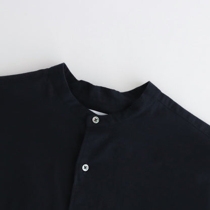 Cotton Cashmere L/S Oversized Band Collar Shirt #NAVY [GM234-50074B]