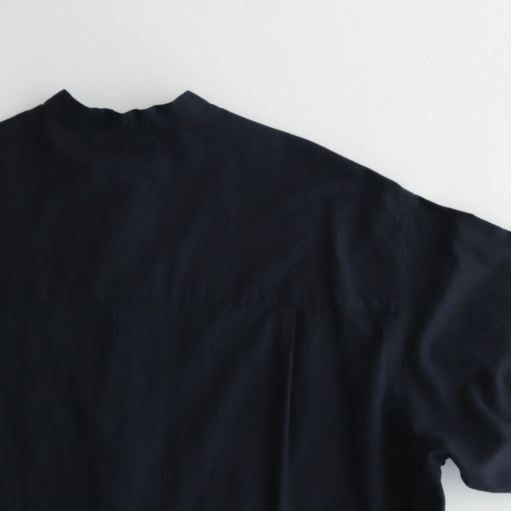 Cotton Cashmere L/S Oversized Band Collar Shirt #NAVY [GM234-50074B]