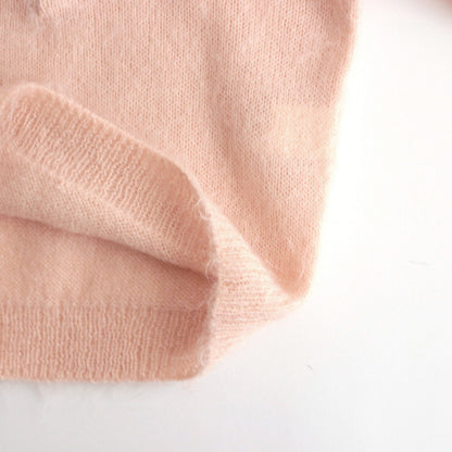 BRUSHED SUPER KID MOHAIR KNIT SHORT POLO #PINK BEIGE [A24AP04KM]