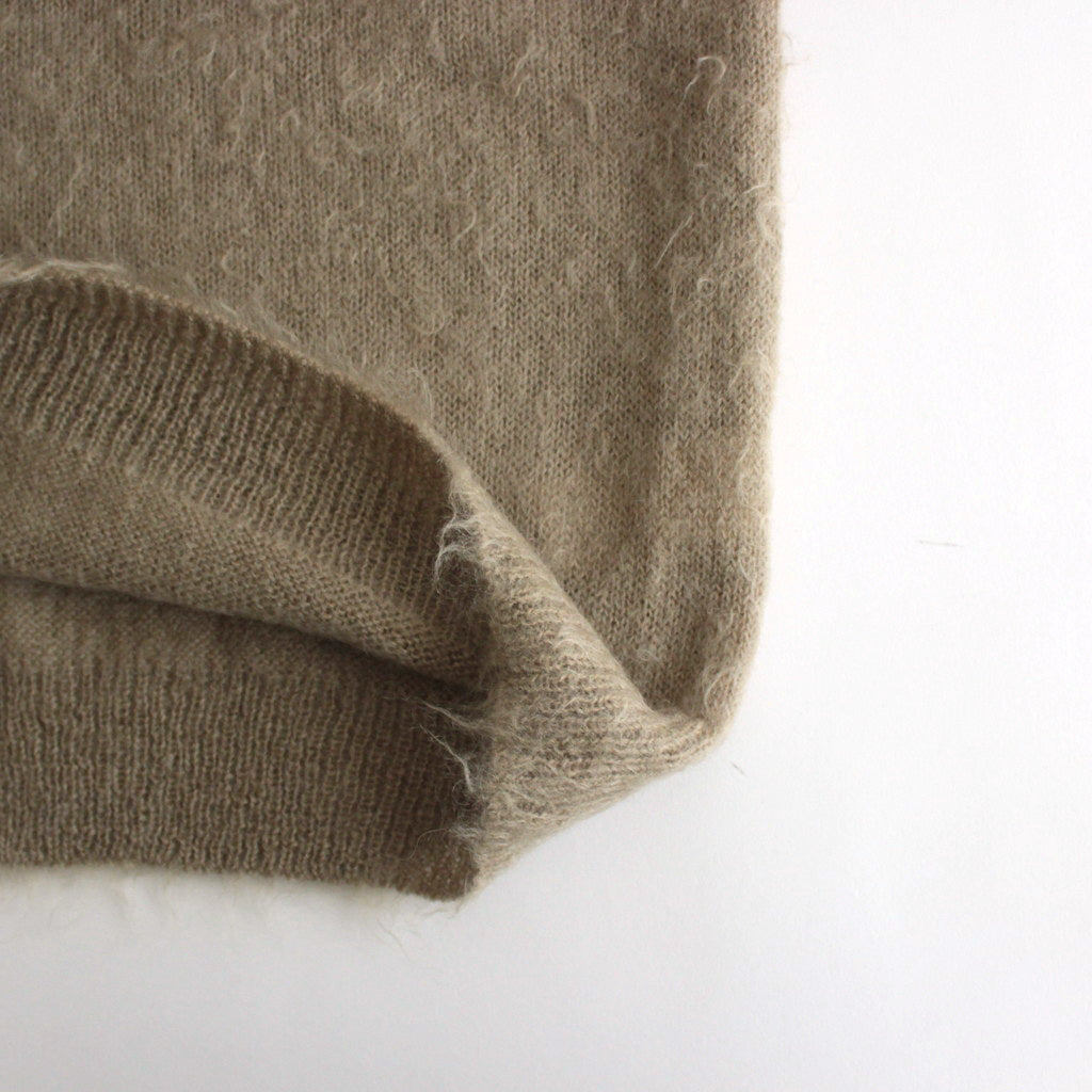 BRUSHED SUPER KID MOHAIR KNIT POLO #GRAY BEIGE [A24AP02KM]