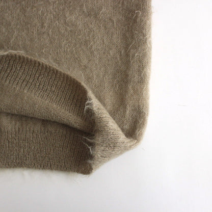 BRUSHED SUPER KID MOHAIR KNIT POLO #GRAY BEIGE [A24AP02KM]