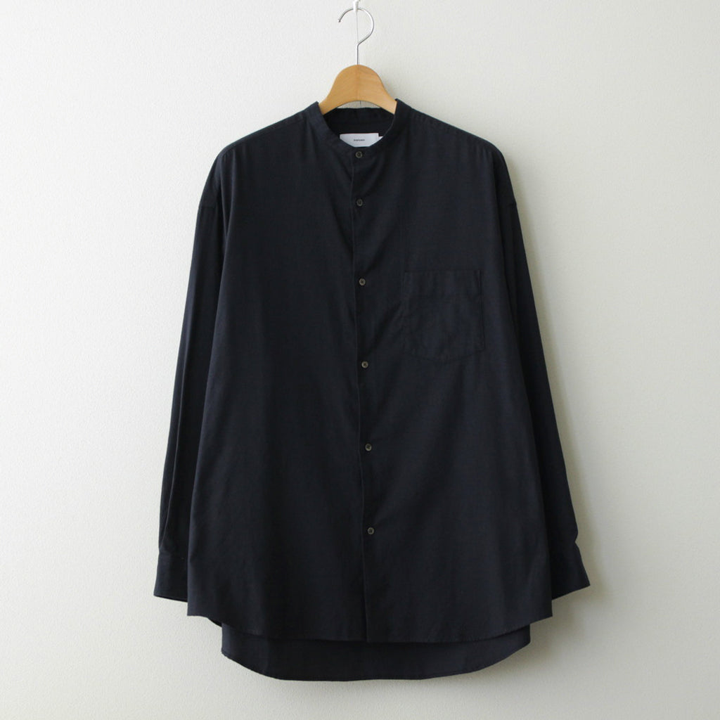 Cotton Cashmere L/S Oversized Band Collar Shirt #NAVY [GM234 ...