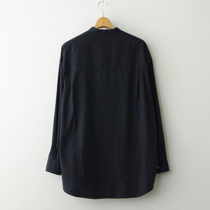 Cotton Cashmere L/S Oversized Band Collar Shirt #NAVY [GM234-50074B]