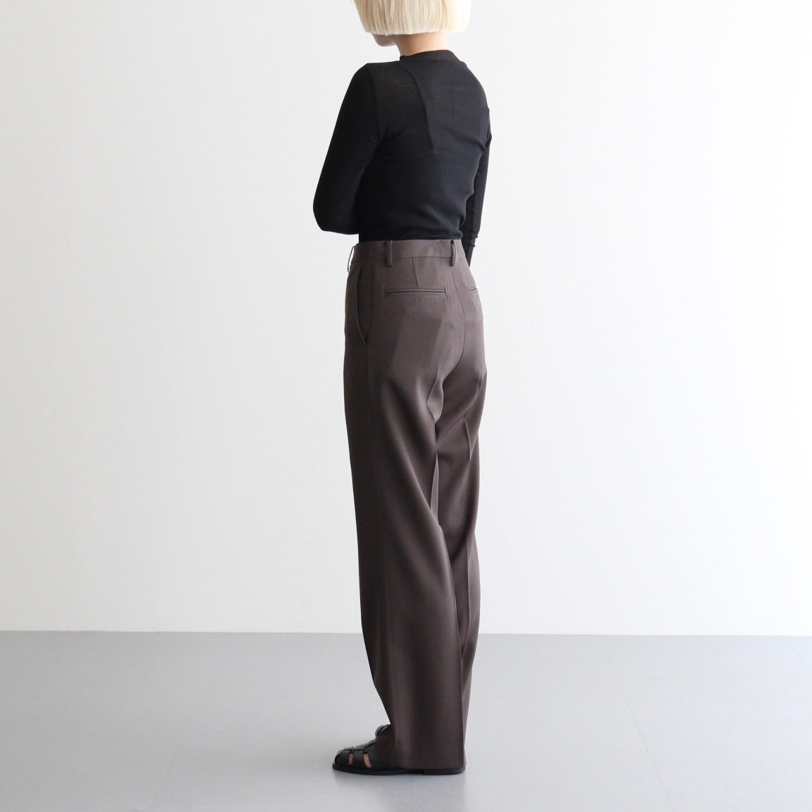 LIGHT WOOL MAX GABARDINE SLACKS #DARK BROWN [A26AP05MG]