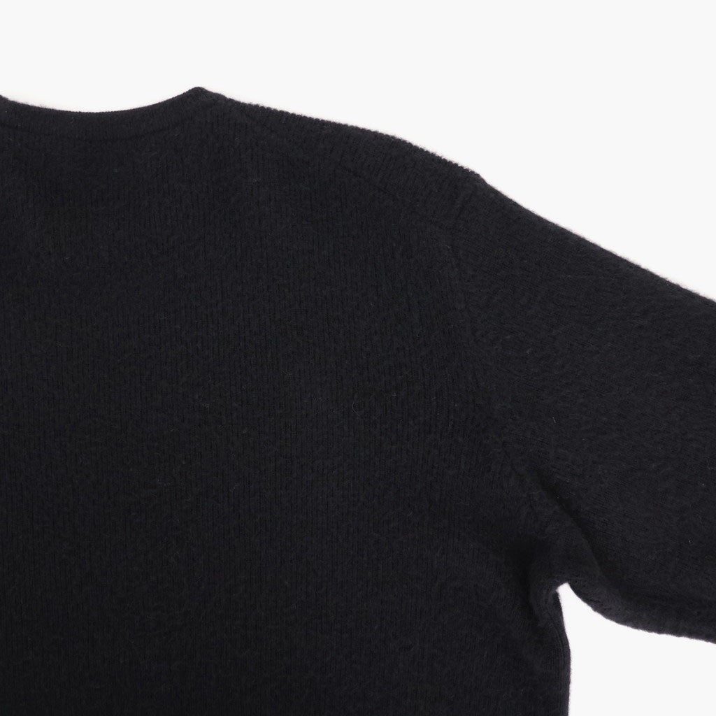 SUPER FINE WOOL MILLED KNIT CREW NECK LS #BLACK [ST.1639]