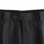 BLUEFACED WOOL TWO-TUCK SLACKS #CHARCOAL NAVY STRIPE [A26AP02BS]