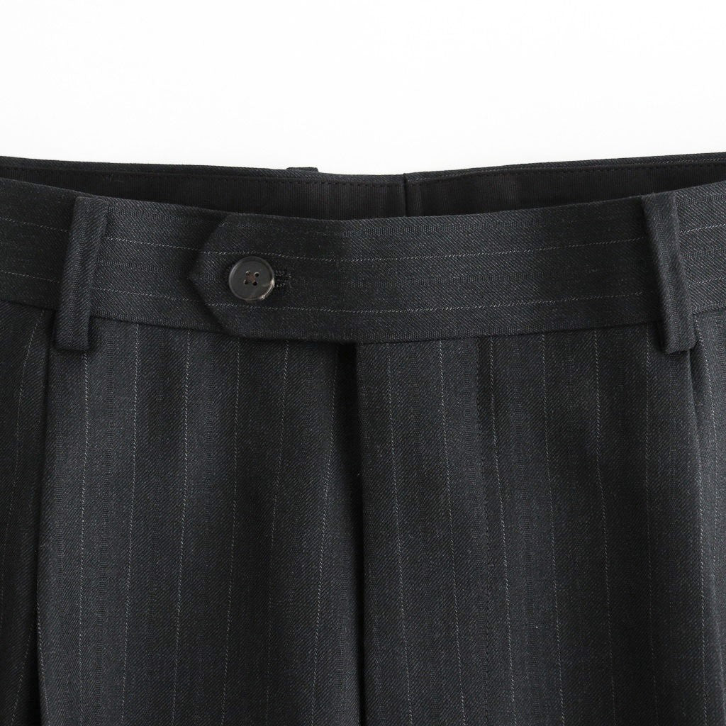 BLUEFACED WOOL TWO-TUCK SLACKS #CHARCOAL NAVY STRIPE [A26AP02BS]