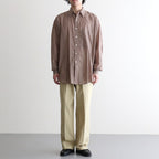 AIRY LIGHT COTTON CHECK BIG SHIRT #BROWN GINGHAM CHECK [A26SS01GC]