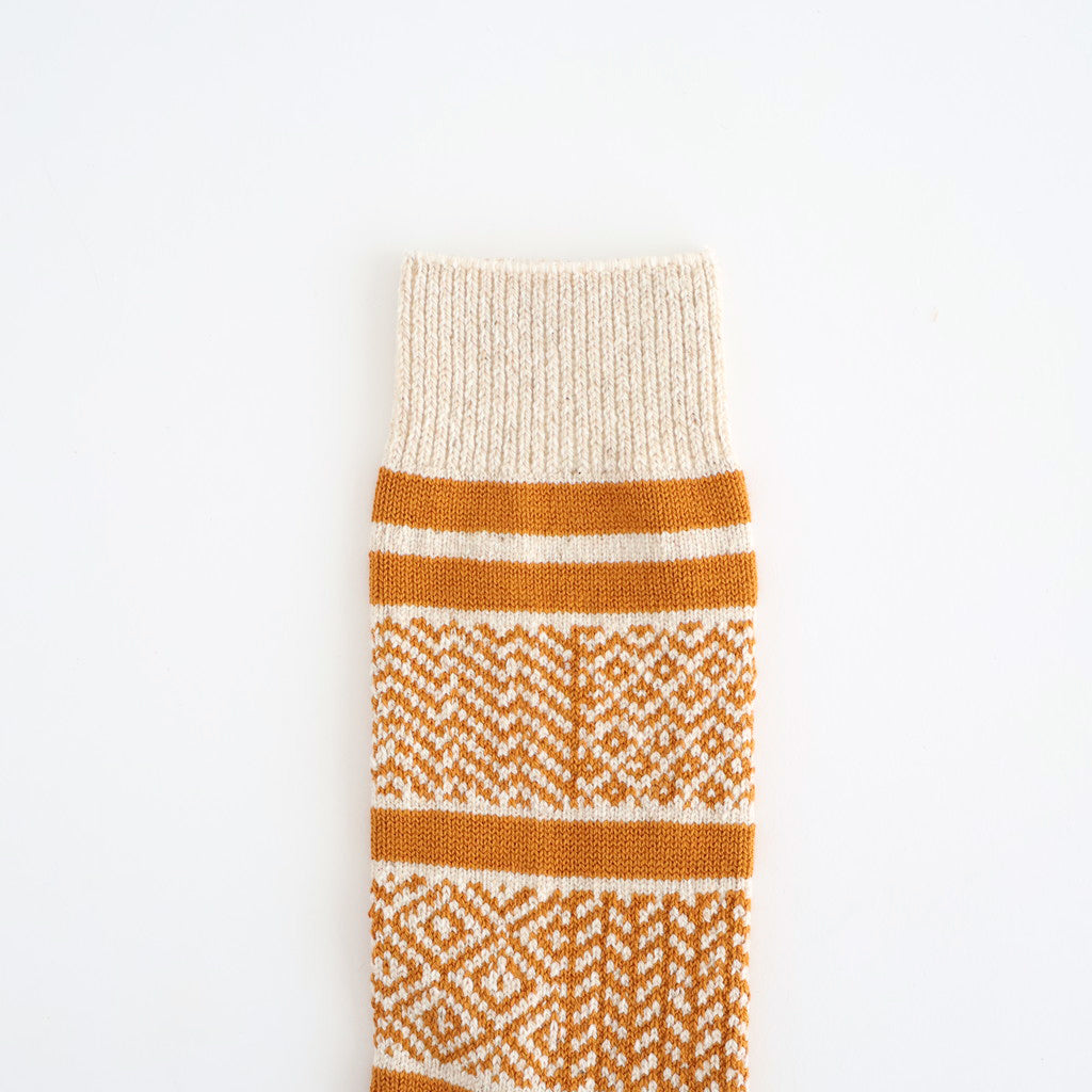 MULTI JACQUARD CREW SOCKS #IVORY/GOLD [R1337-AW25]