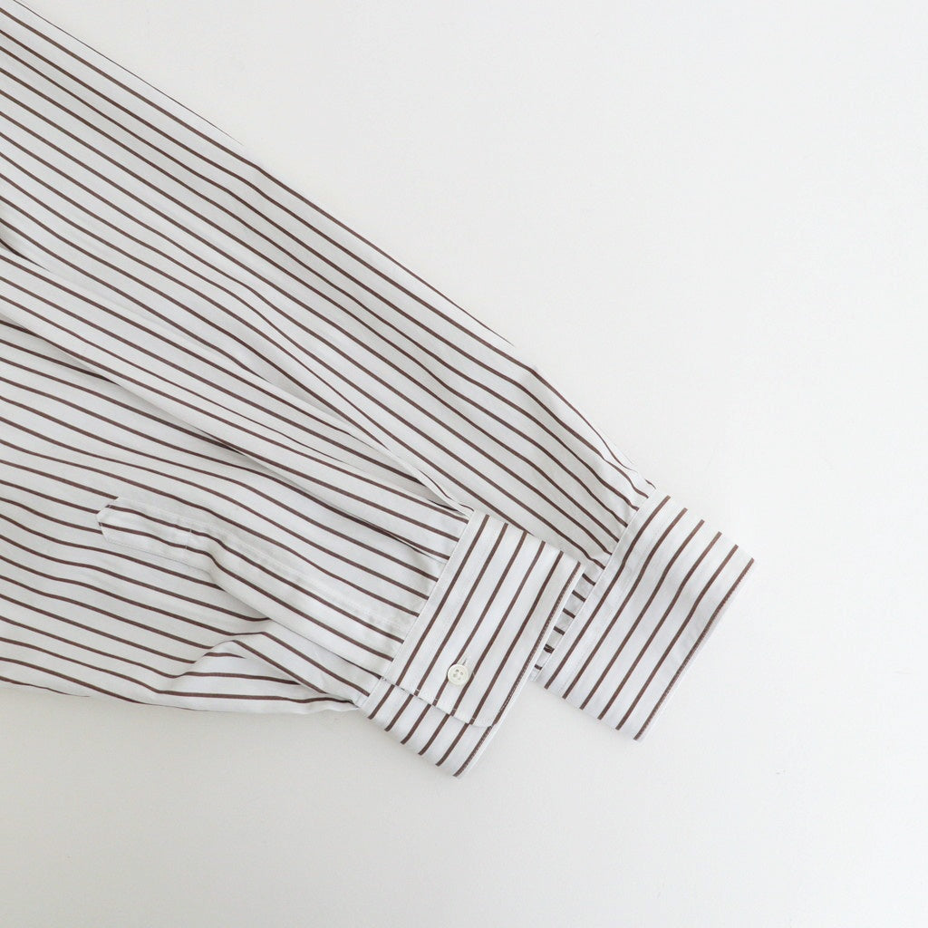 SIDOGRAS Stripe L/S Oversized Regular Collar Shirt #BROWN STRIPE [GM254-50025STB]