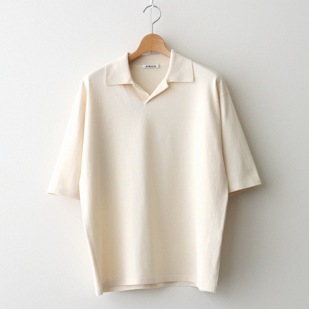 HIGH GAUGE TUSSAH SILK KNIT SKIPPER POLO #IVORY [A26SP02SJ]