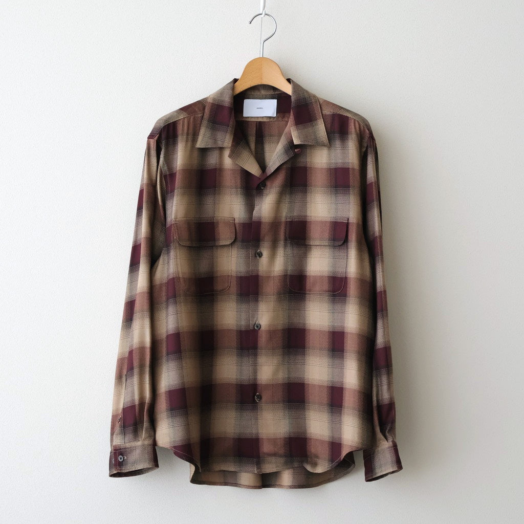 PLAID OPEN COLLOR SHIRTS #WINE RED [25330501]