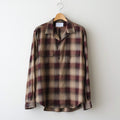 PLAID OPEN COLLOR SHIRTS #WINE RED [25330501]