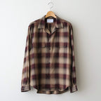 PLAID OPEN COLLOR SHIRTS #WINE RED [25330501]