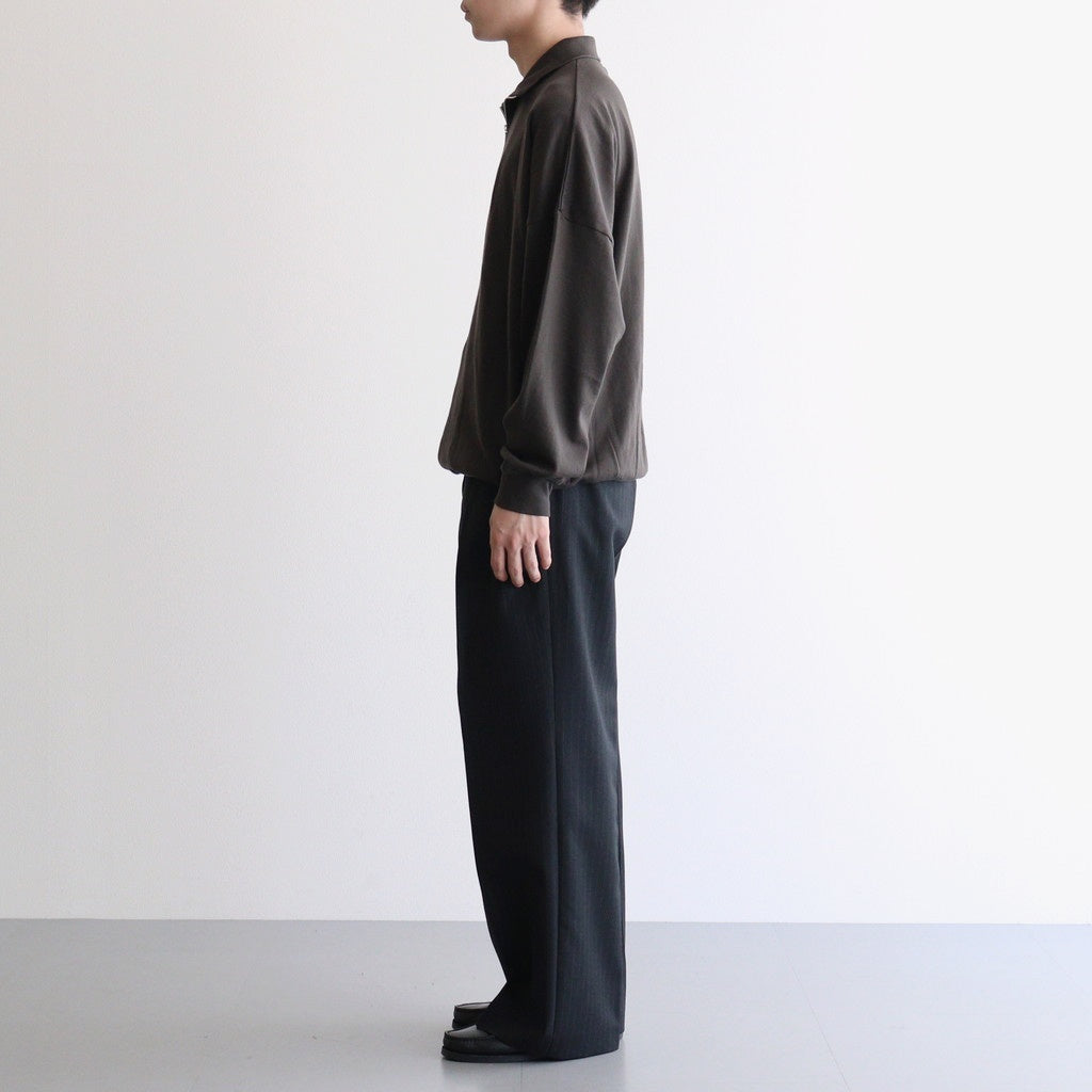BLUEFACED WOOL TWO-TUCK SLACKS #CHARCOAL NAVY STRIPE [A25AP05BS]