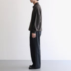BLUEFACED WOOL TWO-TUCK SLACKS #CHARCOAL NAVY STRIPE [A25AP05BS]