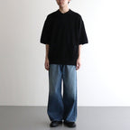 Rib Pattern Half Zip Polo #Black [2501-012]