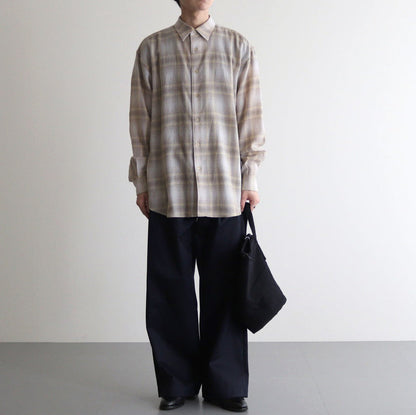 AIRY WOOL CHECK SHIRT #YELLOW GRAY CHECK [A24AS01WN]