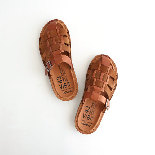 ステアスムース×スウェード サンダル #BROWN [HQ-K106-001]