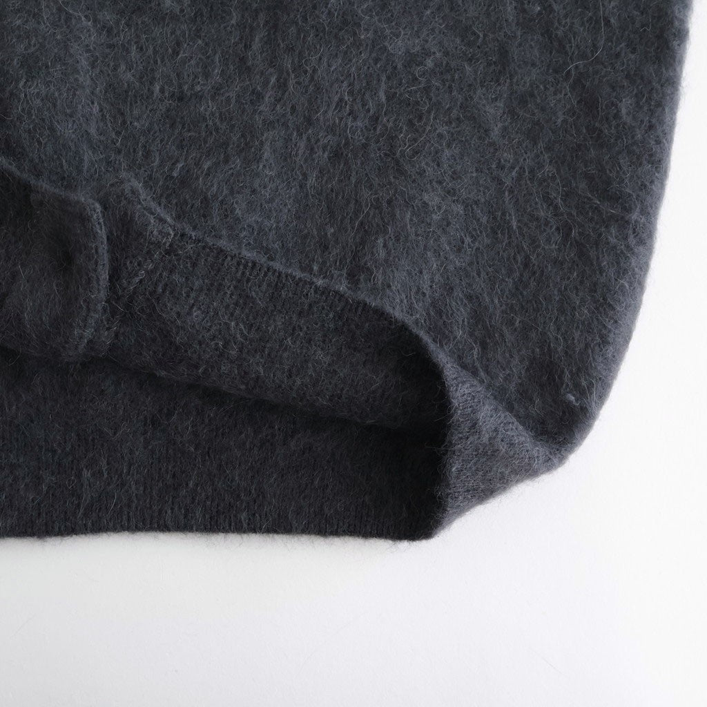 GARMENT-DYED BABY ALPACA FUR KNIT CREW-NECK CARDIGAN #DARK GRAY [A26AC01BA]