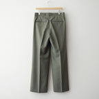 BLUEFACED WOOL TWO-TUCK SLACKS #OLIVE GRAY STRIPE [A26AP04BS]