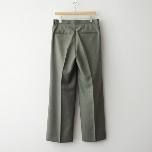 BLUEFACED WOOL TWO-TUCK SLACKS #OLIVE GRAY STRIPE [A26AP04BS]