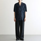Leaf Pattern Printed Open Collar Shirt #NAVY [YK26SS01202SH]