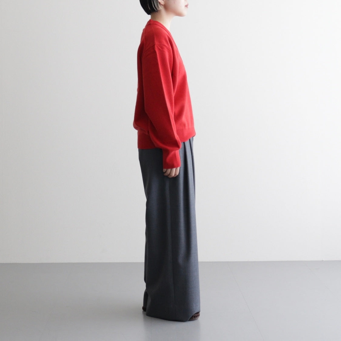 MERINO COLLEGE KNIT V-NECK SWEATER #RED(010) [KRAGGW0905]