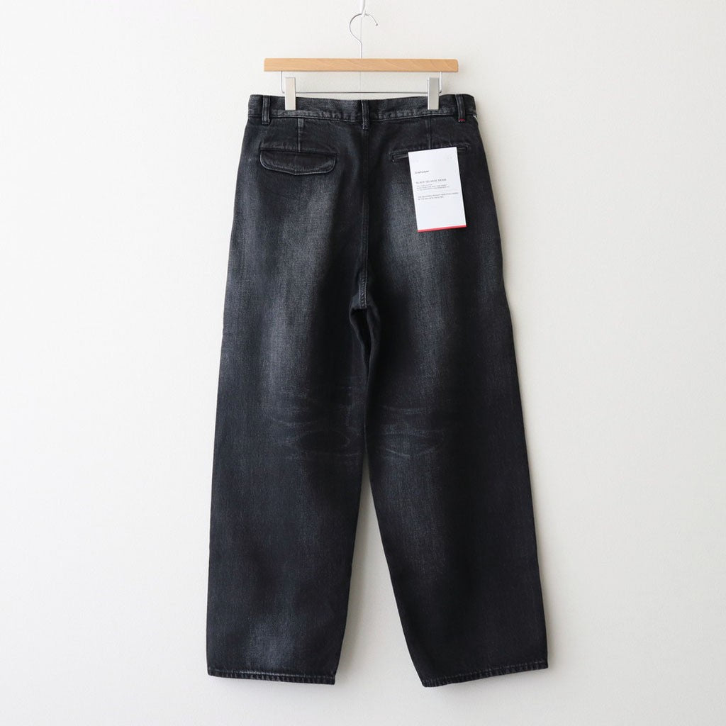 Selvage Denim Two Tuck Pants #BLACK_DARK FADE [GU253-40061DB]