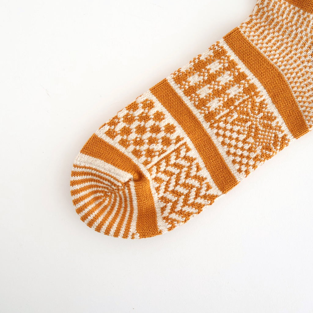 MULTI JACQUARD CREW SOCKS #IVORY/GOLD [R1337-AW25]