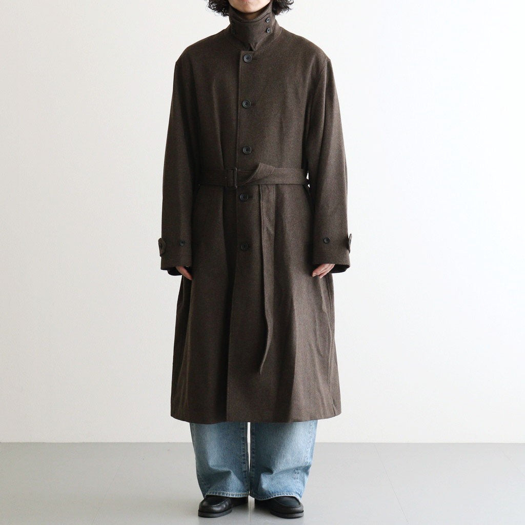 WOOL DOESKIN OVERSIZED INVESTIGATED COAT #GREY BROWN [ST.1531]