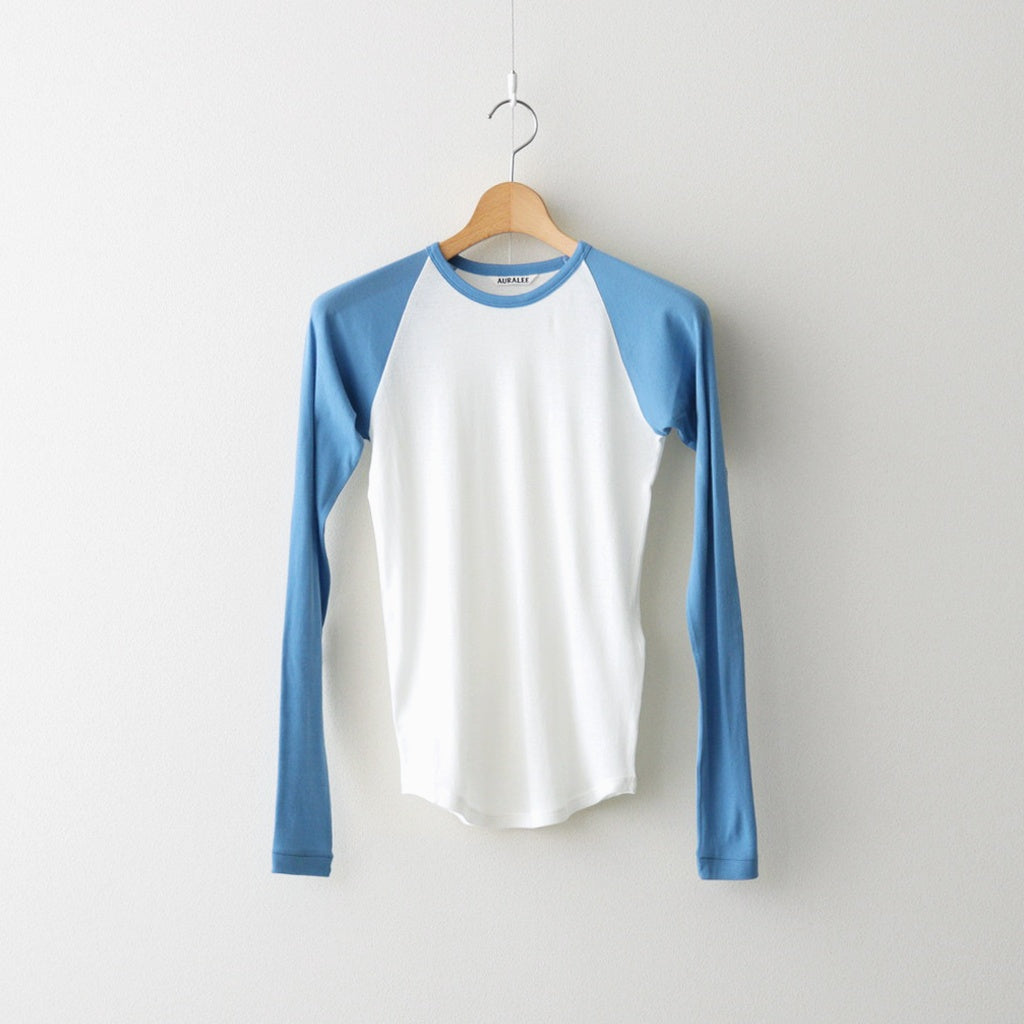 SUPER HIGH GAUGE SHEER RIB RAGLAN P/O #WHITE × BLUE [A26SP06HF]