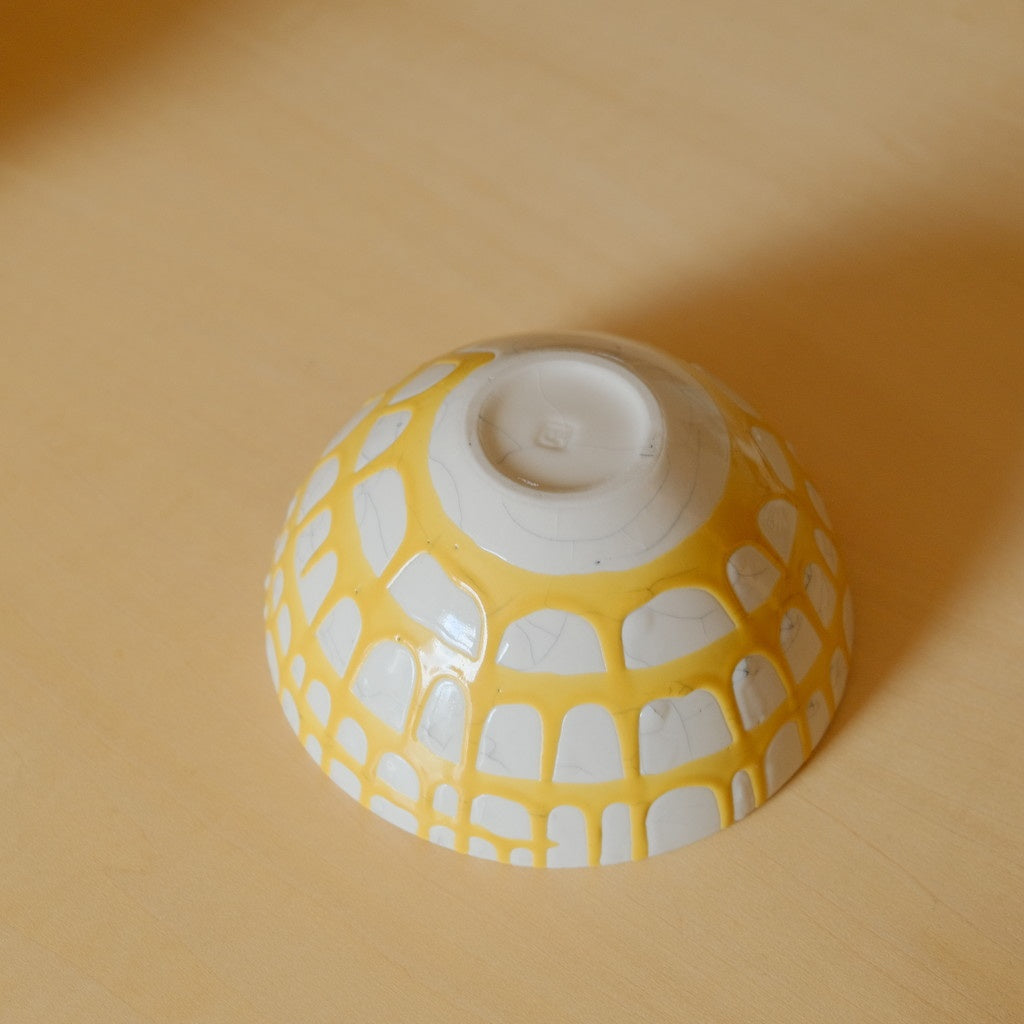 ボウル 中 貫入 #イエロー流し