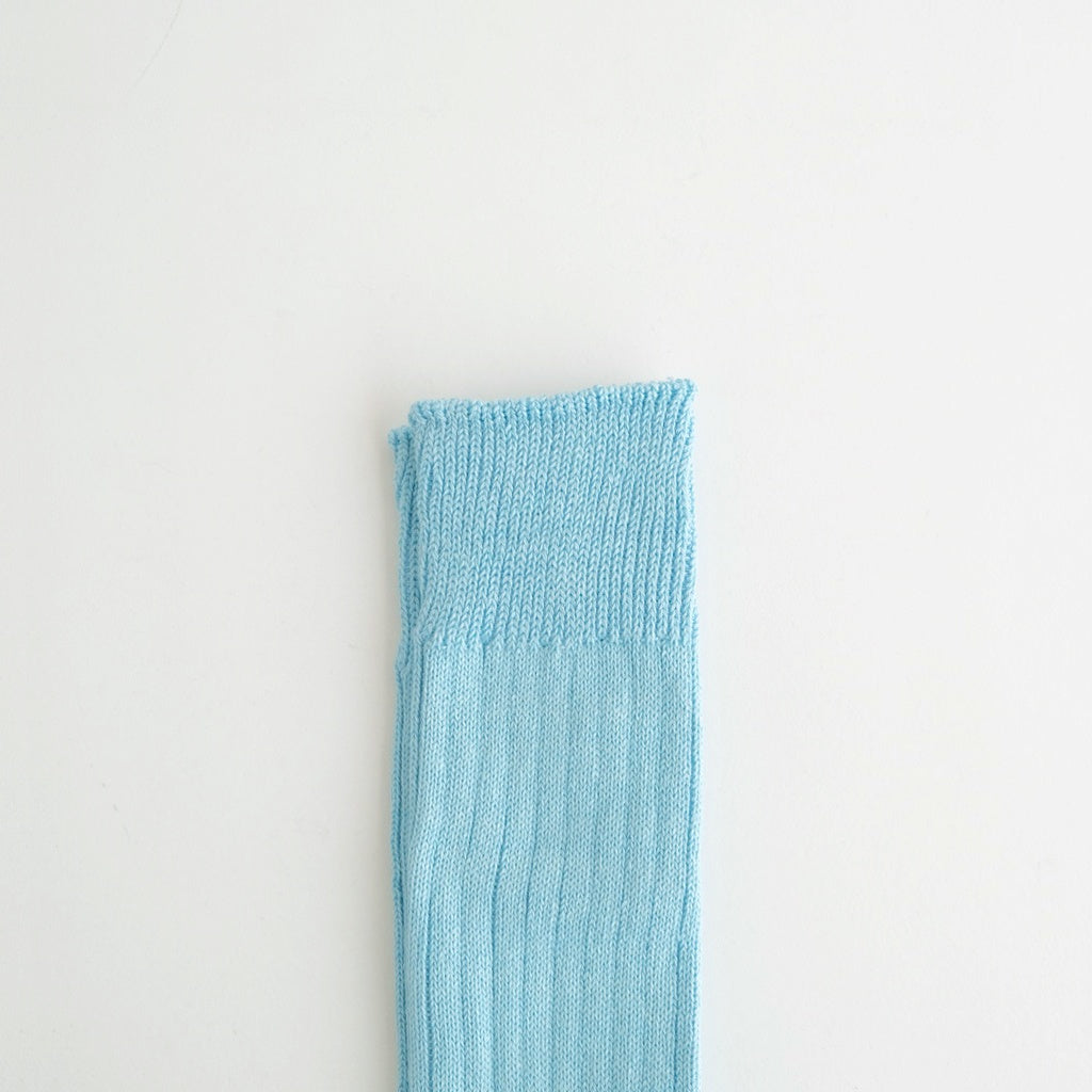 LINEN COTTON RIBBED CREW SOCKS #SKY BLUE [R1461-SS26]