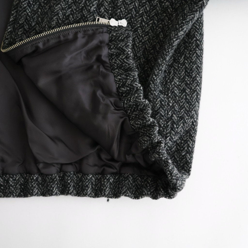 Herringborn Tweed Zip Blouson #Black [YK26FW01314B]