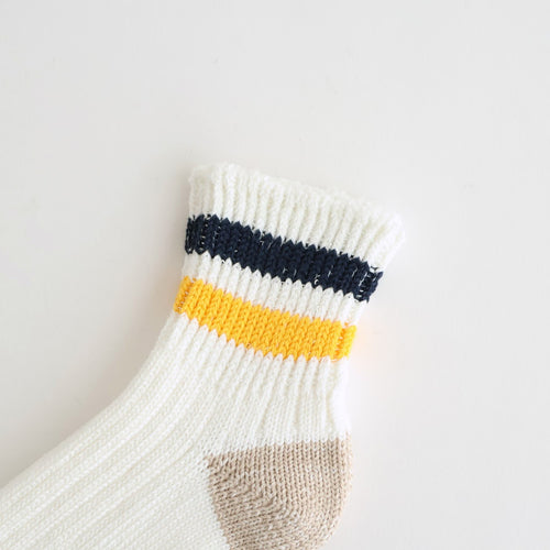 O.S. RIBBED ANKLE SOCKS #WHT/NVY/YEL [R1404-SS26]