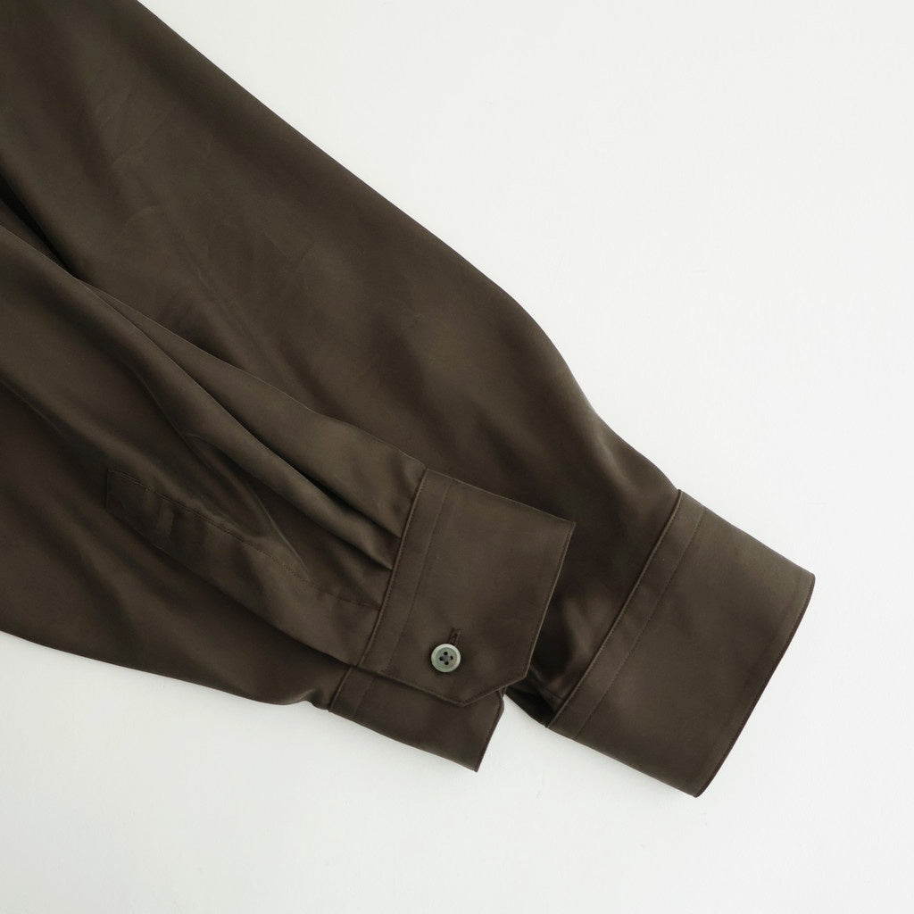 CUPRO TWILL OVERSIZED LS SHIRT #DARK BROWN [ST.1459]
