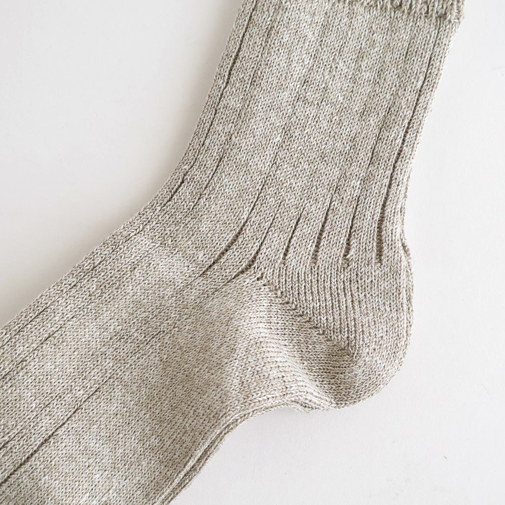LINEN COTTON RIBBED ANKLE SOCKS #GRAYGE [R1462-SS26]
