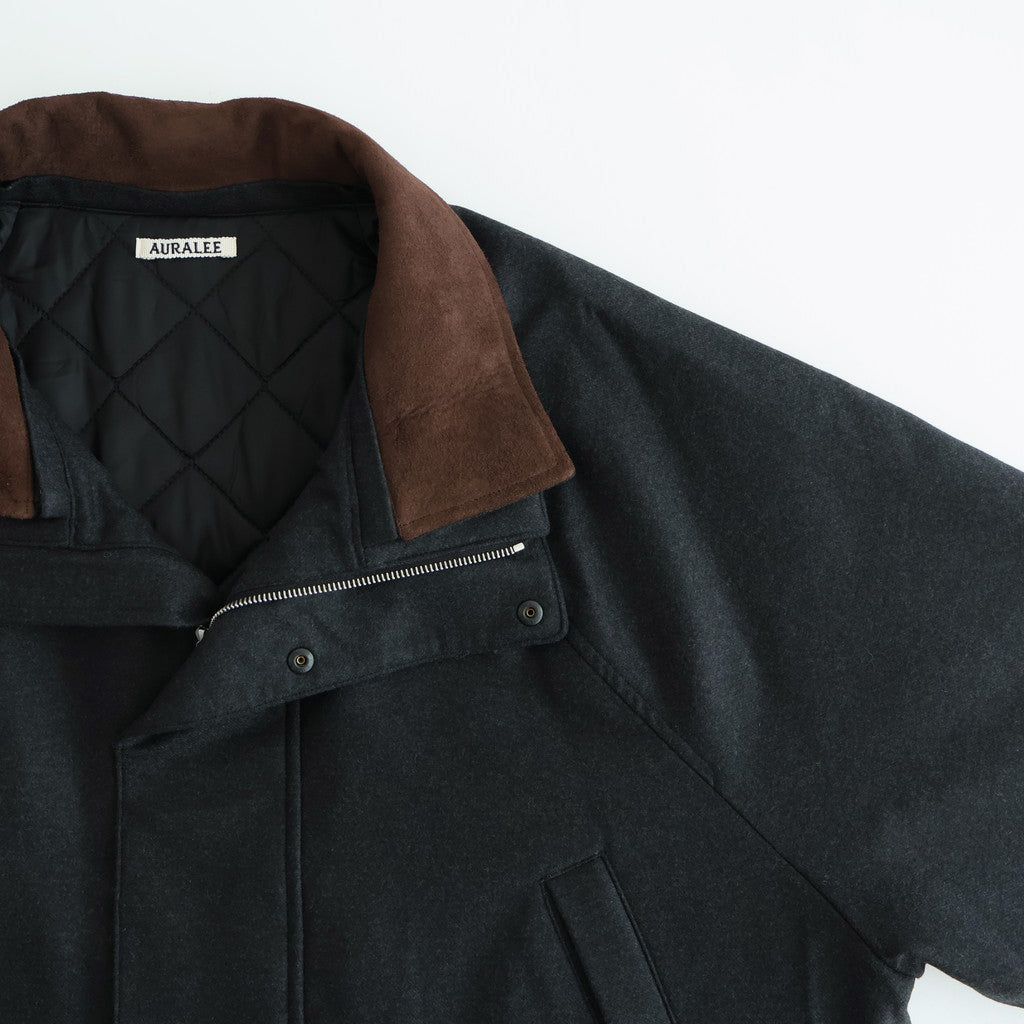 WOOL FULLING FLANNEL PADDED OVER BLOUSON #TOP CHARCOAL [A25AB02CF]