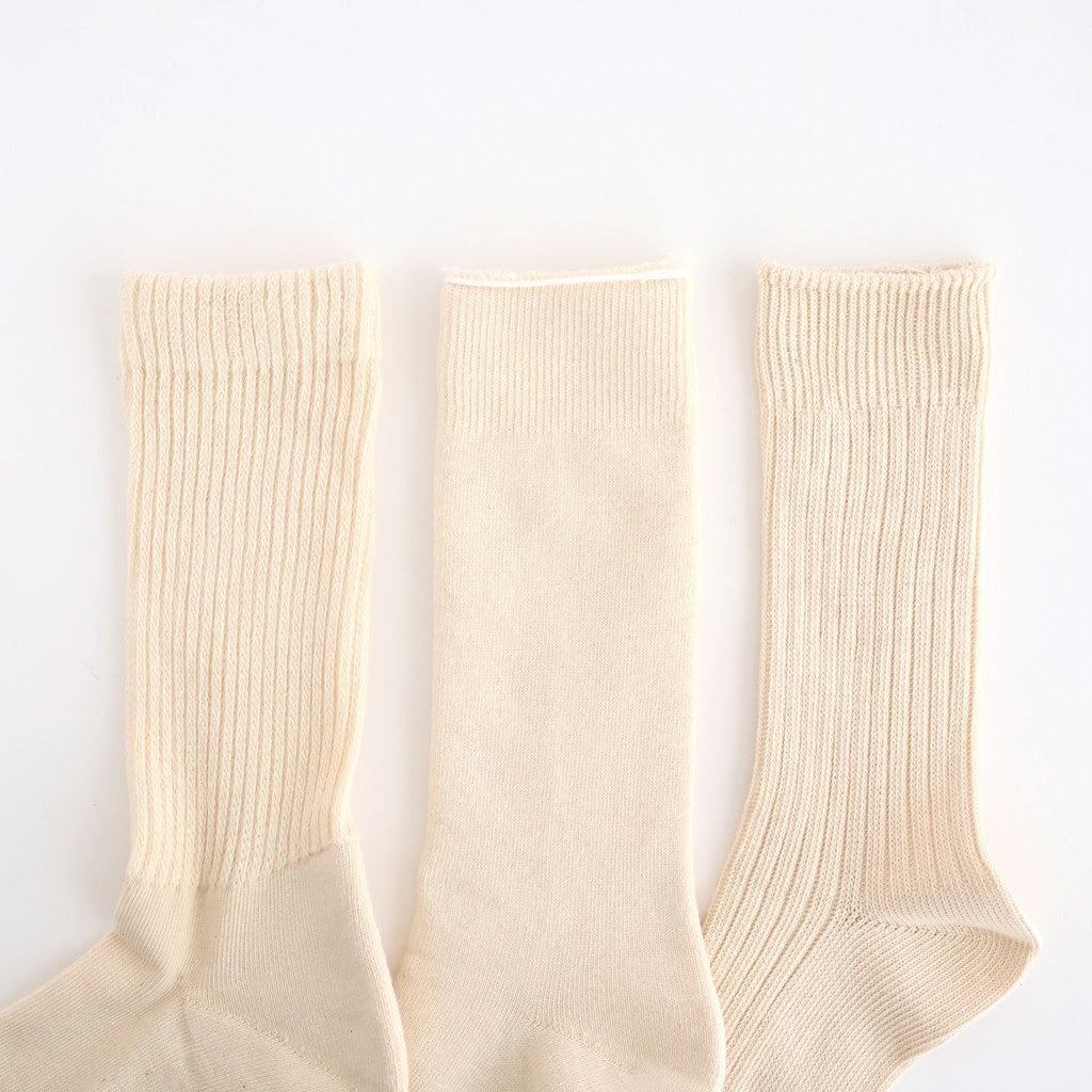 ORGANIC DAILY 3 PACK CREW SOCKS #ECRU [R1123-AW25]