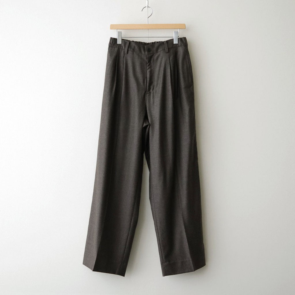 EXTRA FINE WOOL EASY LONG WIDE TROUSERS #CHARCOAL BROWN [ST.1612]