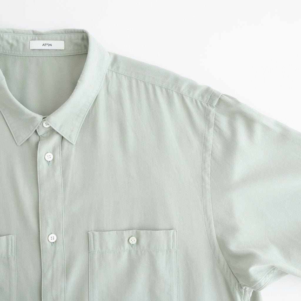 COTTON SILK VIERA LOOSE FIT HALF SLEEVE SHIRT #GREEN [BLAGLM0206]