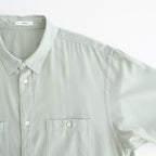 COTTON SILK VIERA LOOSE FIT HALF SLEEVE SHIRT #GREEN [BLAGLM0206]