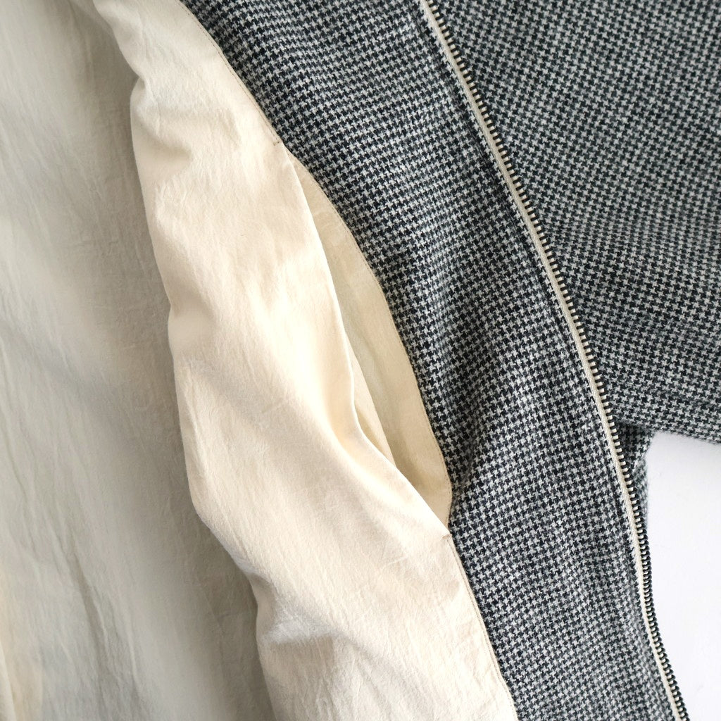 FDRSJK - ウール・千鳥 フロントジップジャケット #09 White × Black [SN_FR1403JK]
