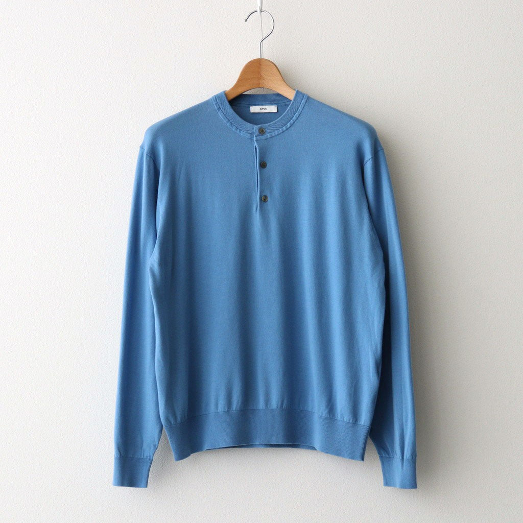 SMOOTH SUVIN HENRYNECK SWEATER #BLUE [KRAGLA0100]