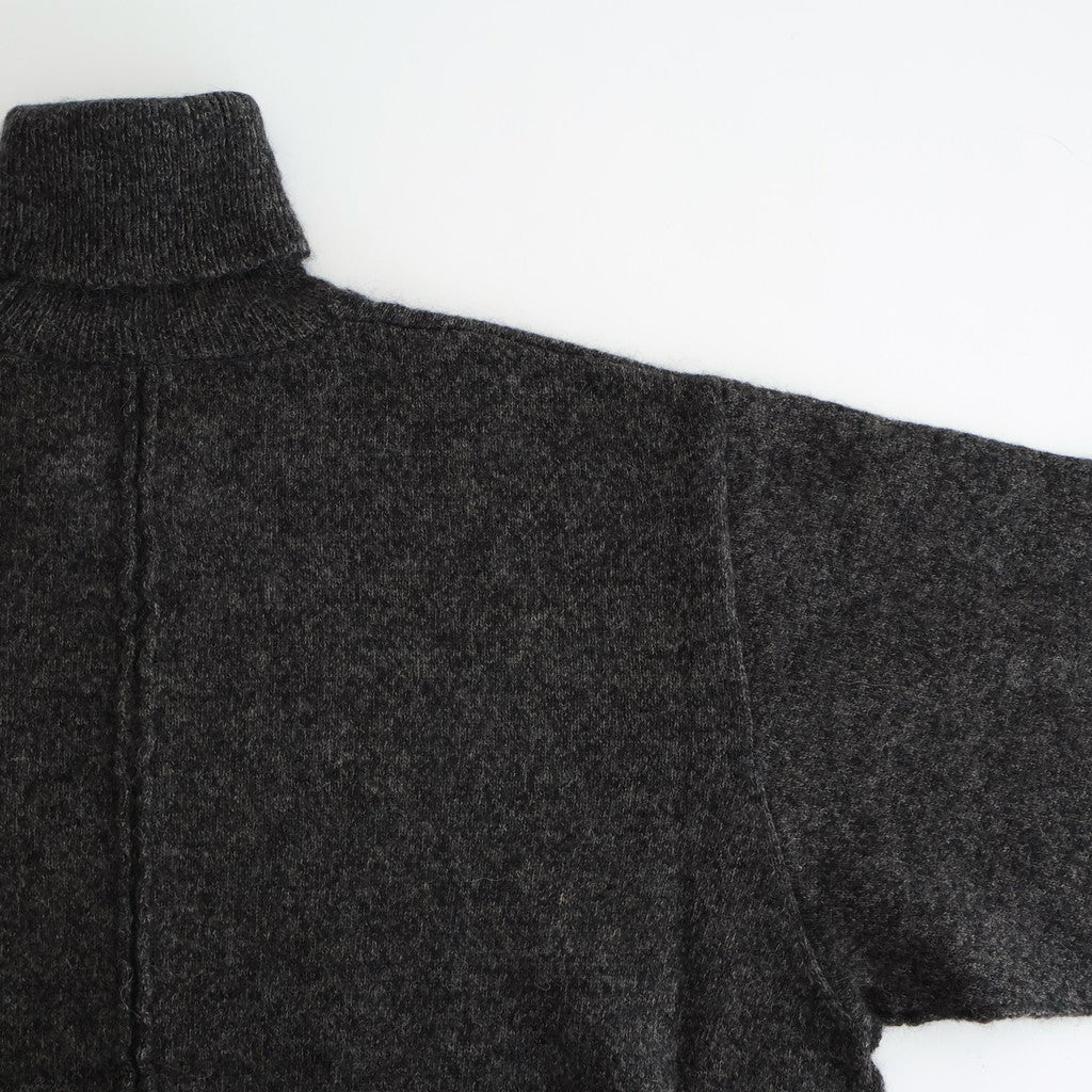WOOL/ALPACA KNIT LOOSE TURTLE NECK PO #CHARCOAL [ST.1295]