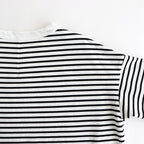 FOB6T - 微強撚綿天竺 6分袖カットソー #08 WH base×BK bd [SN_FR0902T6]