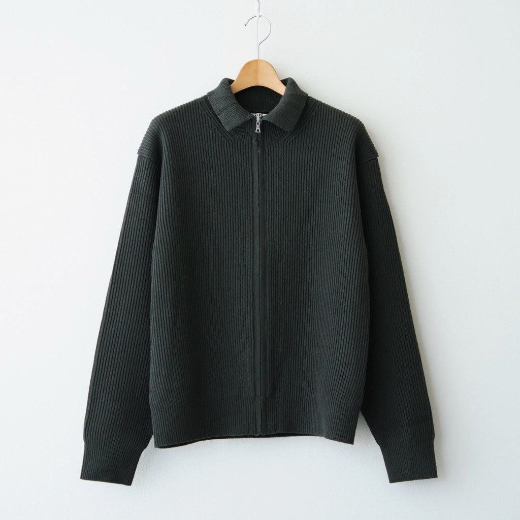 SUPER FINE WOOL RIB KNIT ZIP CARDIGAN #TOP DARK OLIVE [A26AC01RK]