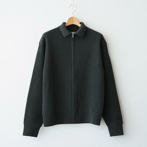 SUPER FINE WOOL RIB KNIT ZIP CARDIGAN #TOP DARK OLIVE [A26AC01RK]