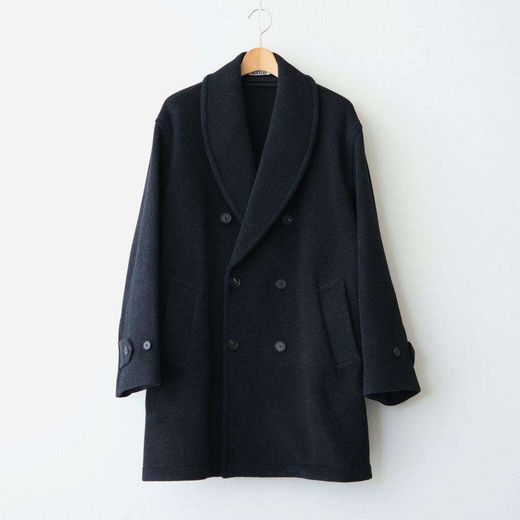 WOOL HERRINGBONE SHAWL COLLAR COAT #DARK CHARCOAL [A26AC02WH]